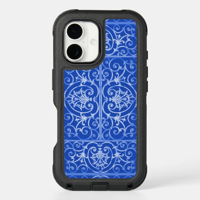 Royal blue scrollwork pattern otterbox iPhone case (Back)