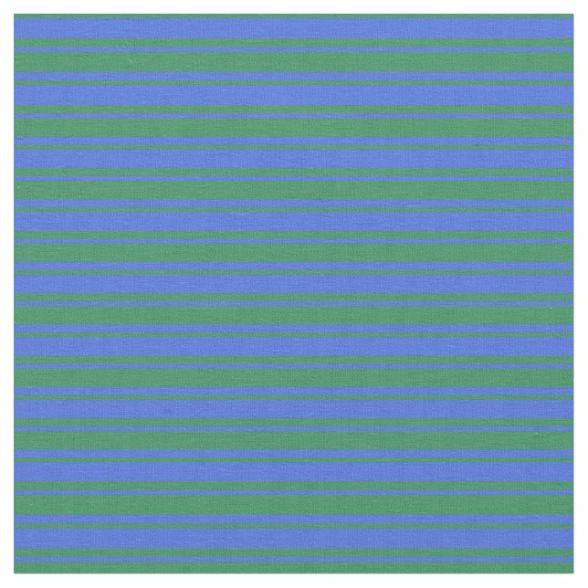 Royal Blue & Sea Green Lined/Striped Pattern Fabric (Close Up)