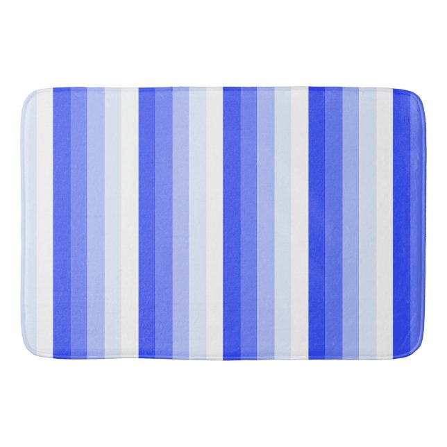 Royal blue shadow stripes bath mat (Front)