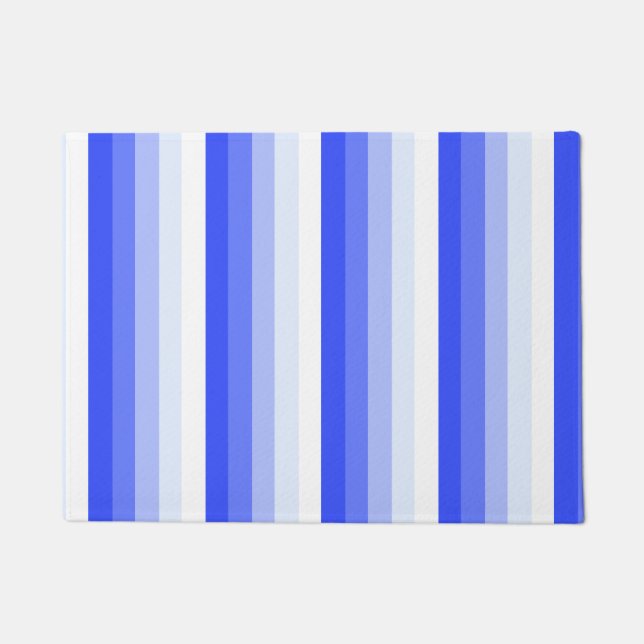 Royal blue shadow stripes doormat (Front)