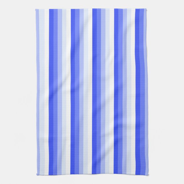 Royal blue shadow stripes kitchen towel (Vertical)