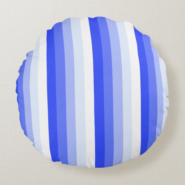 Royal blue shadow stripes round pillow (Front)