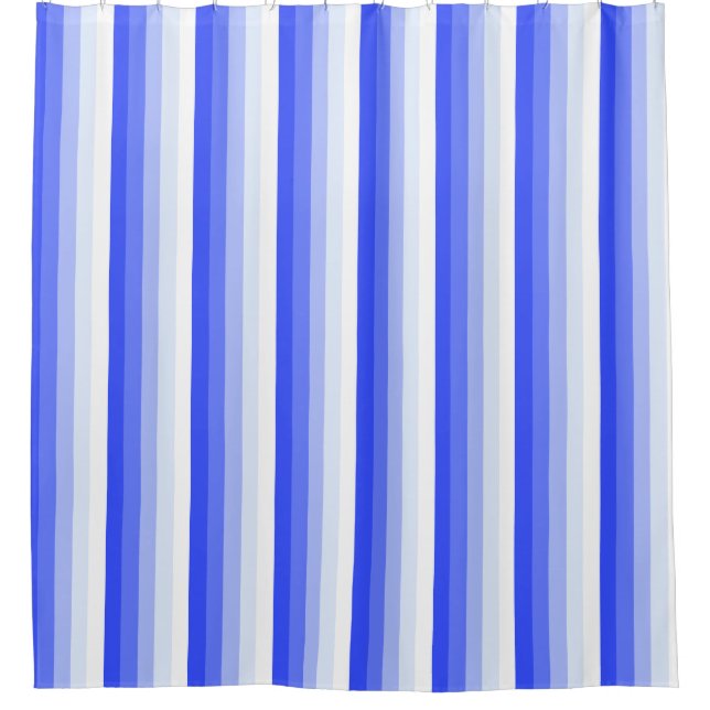 Royal blue shadow stripes shower curtain (Front)