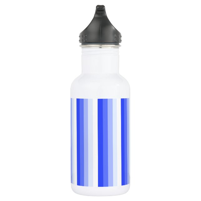 Royal blue shadow stripes stainless steel water bottle (Right)
