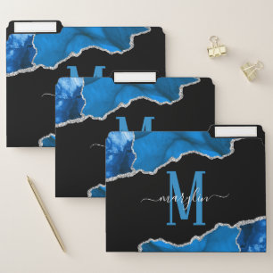 ROYAL BLUE & SILVER AGATE FILE FOLDER