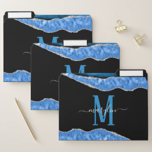 ROYAL BLUE & SILVER AGATE FILE FOLDER