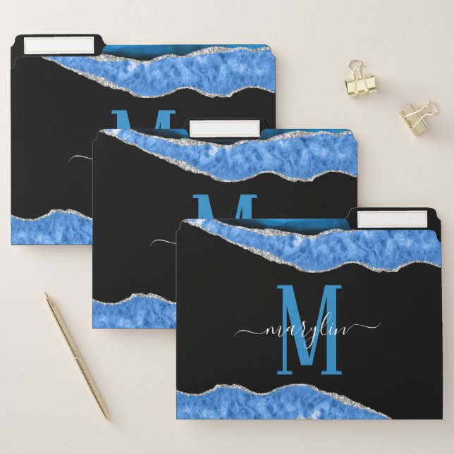ROYAL BLUE & SILVER AGATE FILE FOLDER (Set)