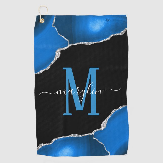 ROYAL BLUE & SILVER AGATE  GOLF TOWEL (Front)