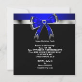 Royal Blue Silver Bow 30th Jewel Birthday Party Invitation (Back)
