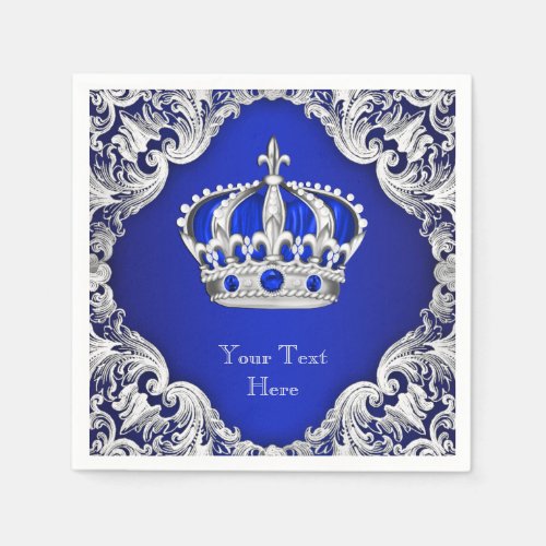 Royal Blue Silver Crown Napkins