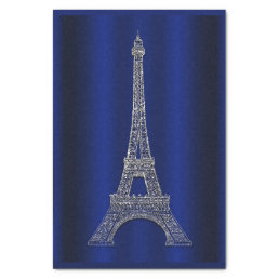 Royal Blue Silver Eiffel Tower Paris Glam Wedding Tissue Paper