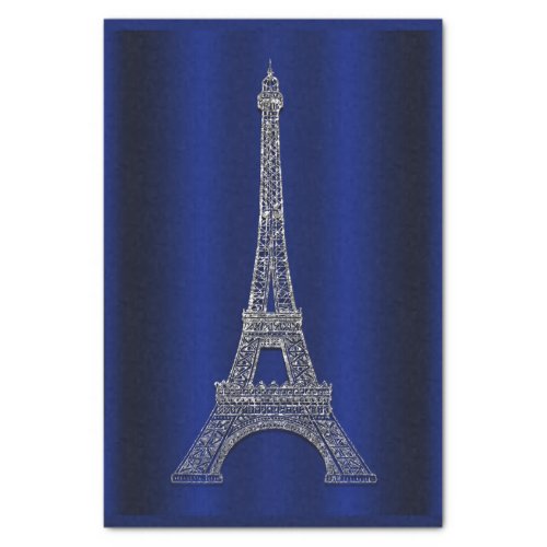 Royal Blue Silver Eiffel Tower Paris Glam Wedding Tissue Paper