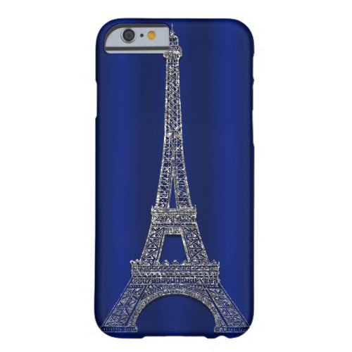 Royal Blue  Silver Eiffel Tower Paris Modern Glam Barely There iPhone 6 Case