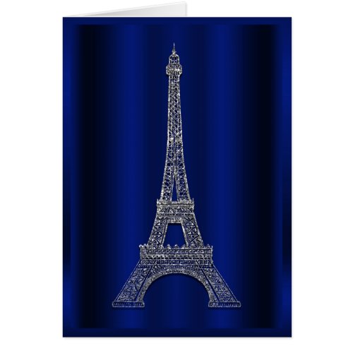 Royal Blue  Silver Eiffel Tower Paris Thank You