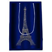 Royal Blue Silver Eiffel Tower Paris Wedding Favor Medium Gift Bag (Back)