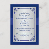 Royal Blue, Silver Floral, Hearts Enclosure Card (Back)