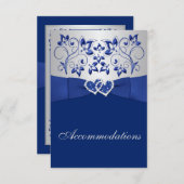 Royal Blue, Silver Floral, Hearts Enclosure Card (Front/Back)
