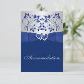 Royal Blue, Silver Floral, Hearts Enclosure Card (Standing Front)