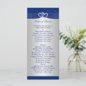 Royal Blue, Silver Floral Hearts Wedding Program (Standing Front)