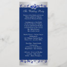Royal Blue, Silver Floral Hearts Wedding Program