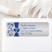 Royal Blue, Silver Floral Return Address Labels (Insitu)