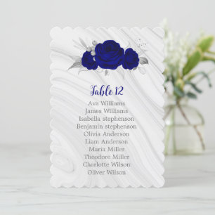 royal blue silver floral seating chart invitation