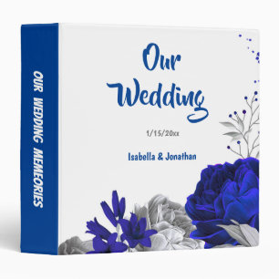 royal blue silver floral wedding photo album 3 ring binder
