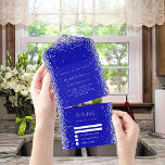 Royal blue silver glitter birthday rsvp all in one invitation<br><div class="desc">A royal blue background,  decorated with white and faux silver glitter sparkles on the inside.  Personalize and add names,  party details,  RSVP date,  return address and name.</div>