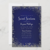 Royal Blue & Silver Glitter Glam Sweet 16 Party Invitation (Front)