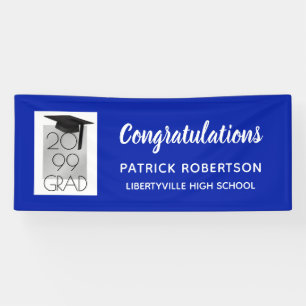 Royal Blue Silver GRAD   Custom Color   Graduation Banner