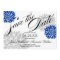 Royal Blue Silver-Gray Burst Script Save The Date