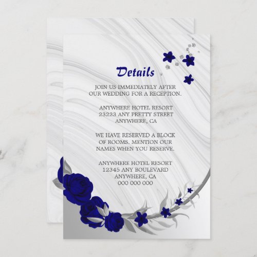 royal blue silver gray floral marble details enclo enclosure card