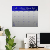 Royal Blue, Silver Gray Table Seating Poster (Home Office)