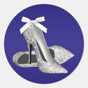 Royal Blue Silver High Heel Shoe Stickers