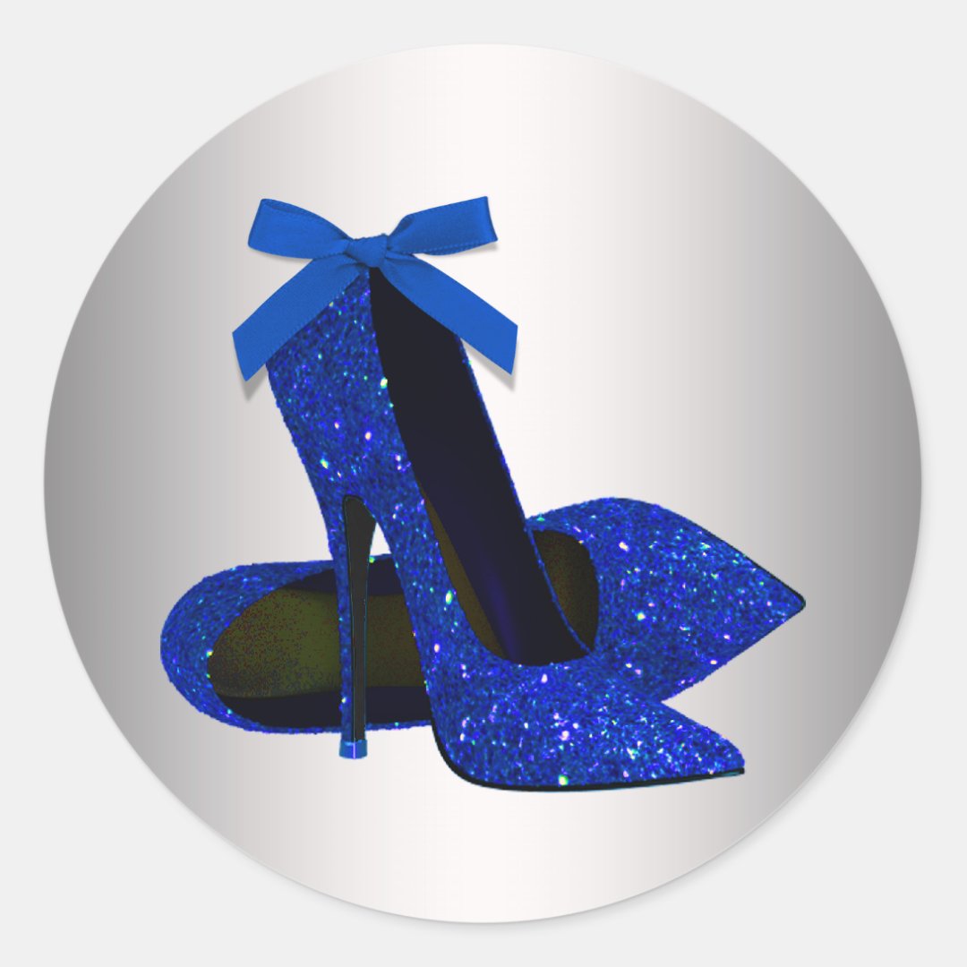 Royal Blue Silver High Heel Shoe Stickers | Zazzle