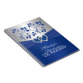 Royal Blue, Silver Joined Hearts Floral Notebook (Right Side)