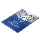 Royal Blue, Silver Joined Hearts Floral Notebook (Left Side)