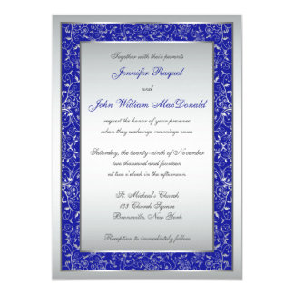 Royal Blue And White Bouquet With Silver Clear Crystals The Faux Silver Sequins Royal Blue Bow Wedding Card