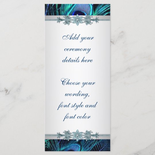 Royal Blue Silver Peacock Wedding Programs Zazzle Com