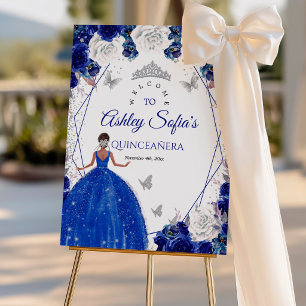 Royal Blue Silver Princess Quince Welcome Sign