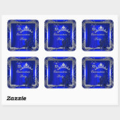 Royal Blue Silver Quinceanera Blue High Heel Shoes Square Sticker (Sheet)