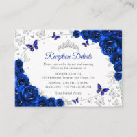 Royal Blue Silver Quinceanera Reception Details