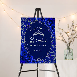 Royal Blue Silver Quinceanera Welcome Foam Board