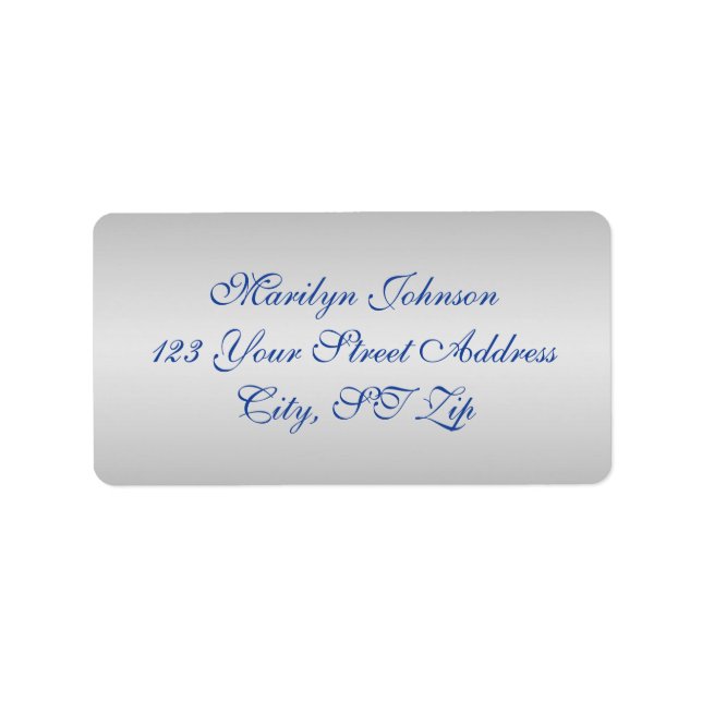 Royal Blue, Silver Return Address Labels 3 (Front)
