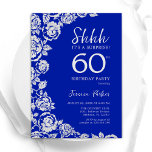 Royal Blue Silver Roses Surprise 60th Birthday Invitation<br><div class="desc">Royal blue silver floral surprise 60th birthday party invitation. Elegant design featuring roses,  faux silver foil and typography script font. Trendy invite card perfect for a stylish female bday celebration. Can be customized to any age. Printed Zazzle invitations or instant download digital printable template.</div>