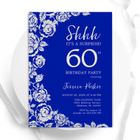 Royal Blue Silver Roses Surprise 60th Birthday