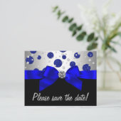 Royal Blue Silver Save The Date Announcement Postcard (Standing Front)