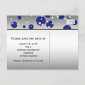 Royal Blue Silver Save The Date Announcement Postcard (Back)