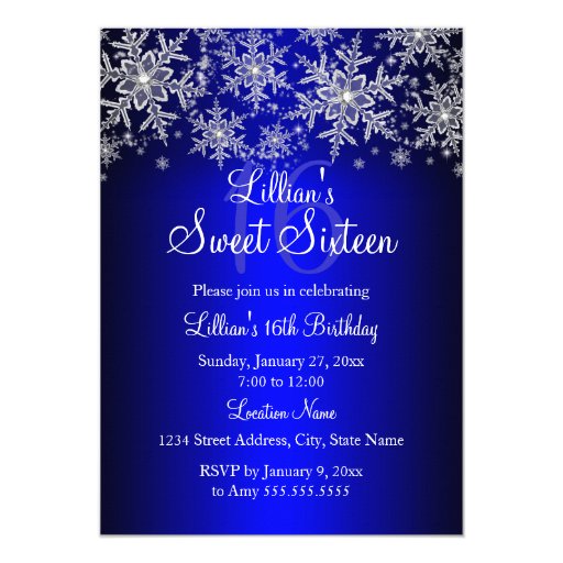 Royal Blue And Silver Sweet 16 Invitations 3