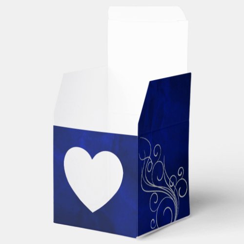 Royal Blue Silver Swirl Heart Favor Box